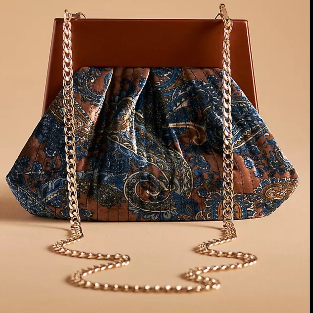 Anthropologie pleated velvet clutch
